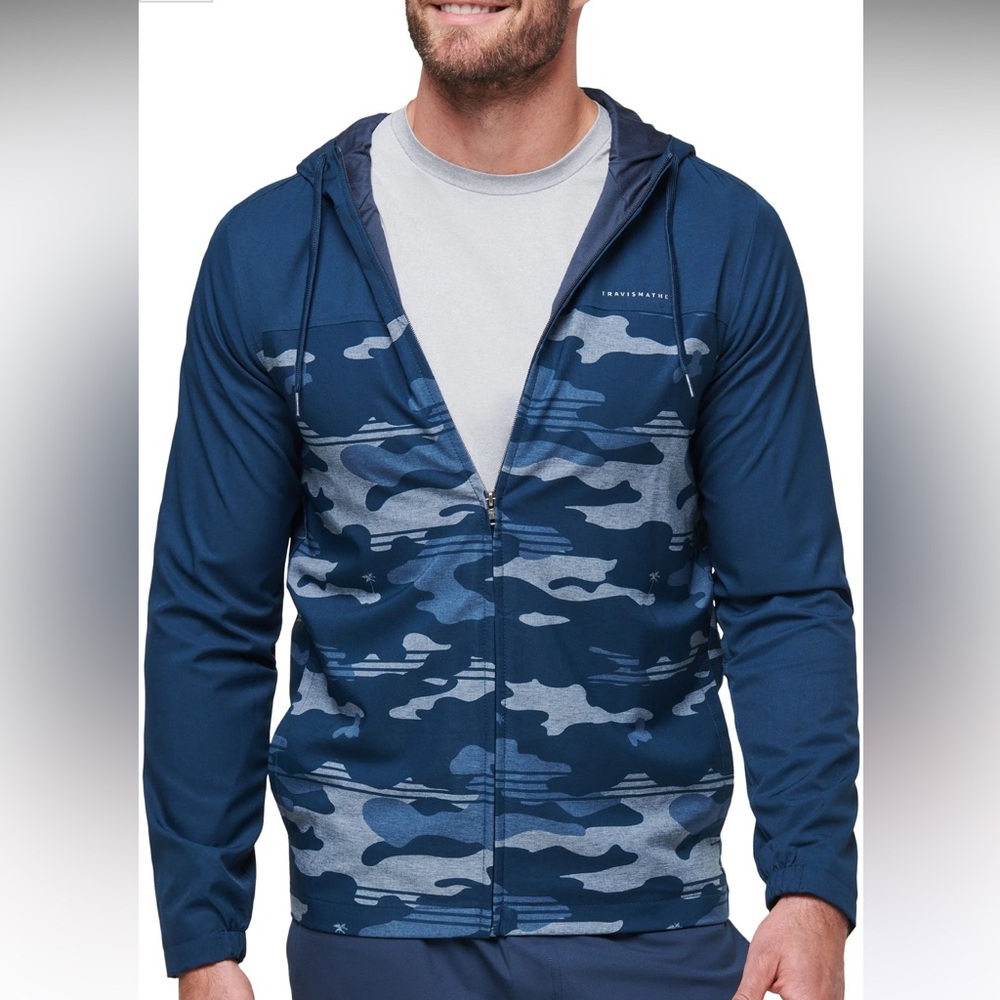 Travis Mathew Camo Tech Hoodie Blue NWT